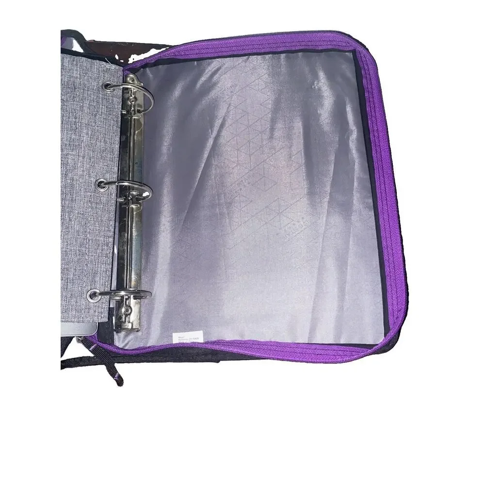 Five Star Zipper Binder Portfolio 3-Ring Expanding File Grey/Purple